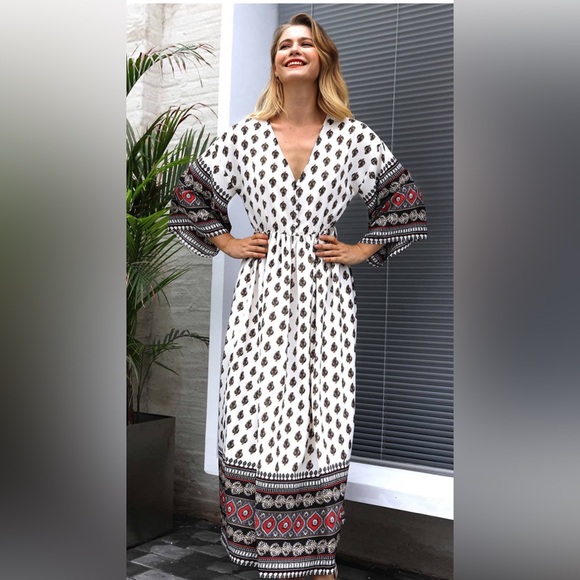 Women’s Bohemian Contrast Patchwork Dress - Picture 2 of 9